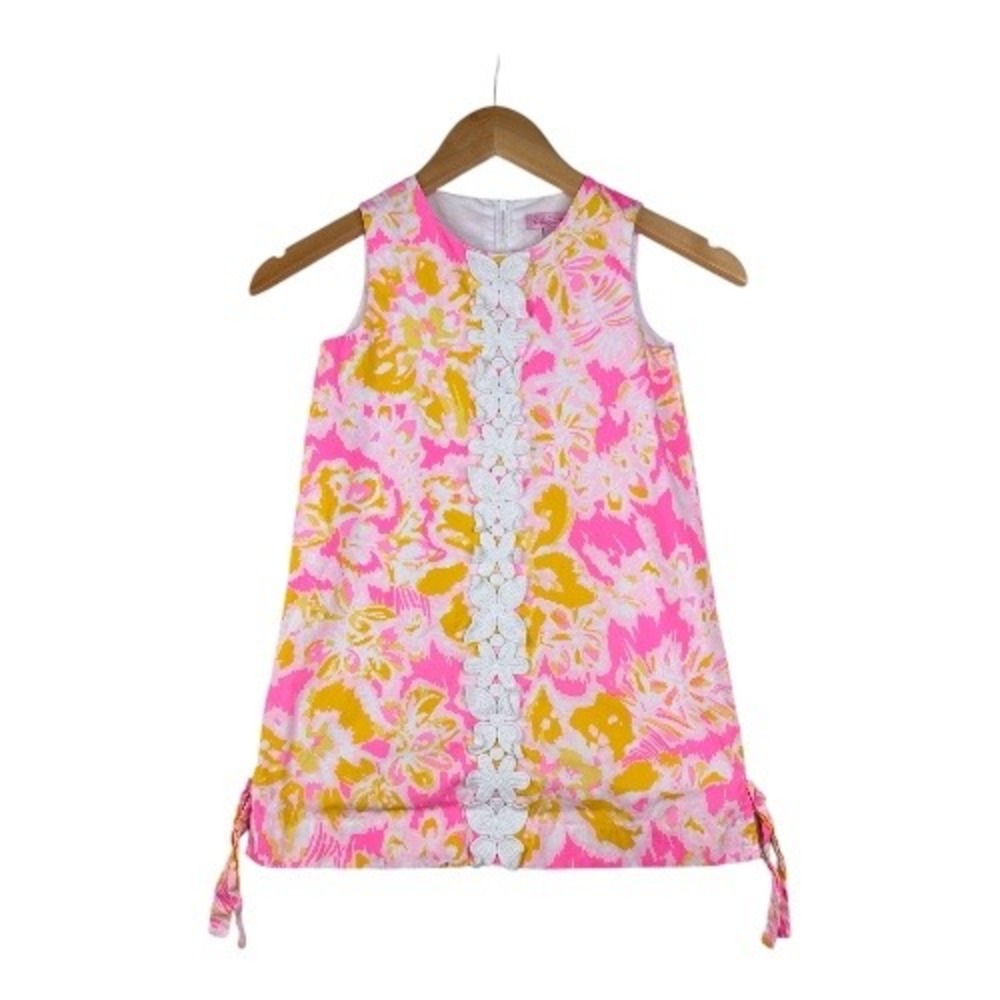 Lilly‎ Pulitzer Sleeveless Floral Print Shift Dress size 6 Pink/Yellow